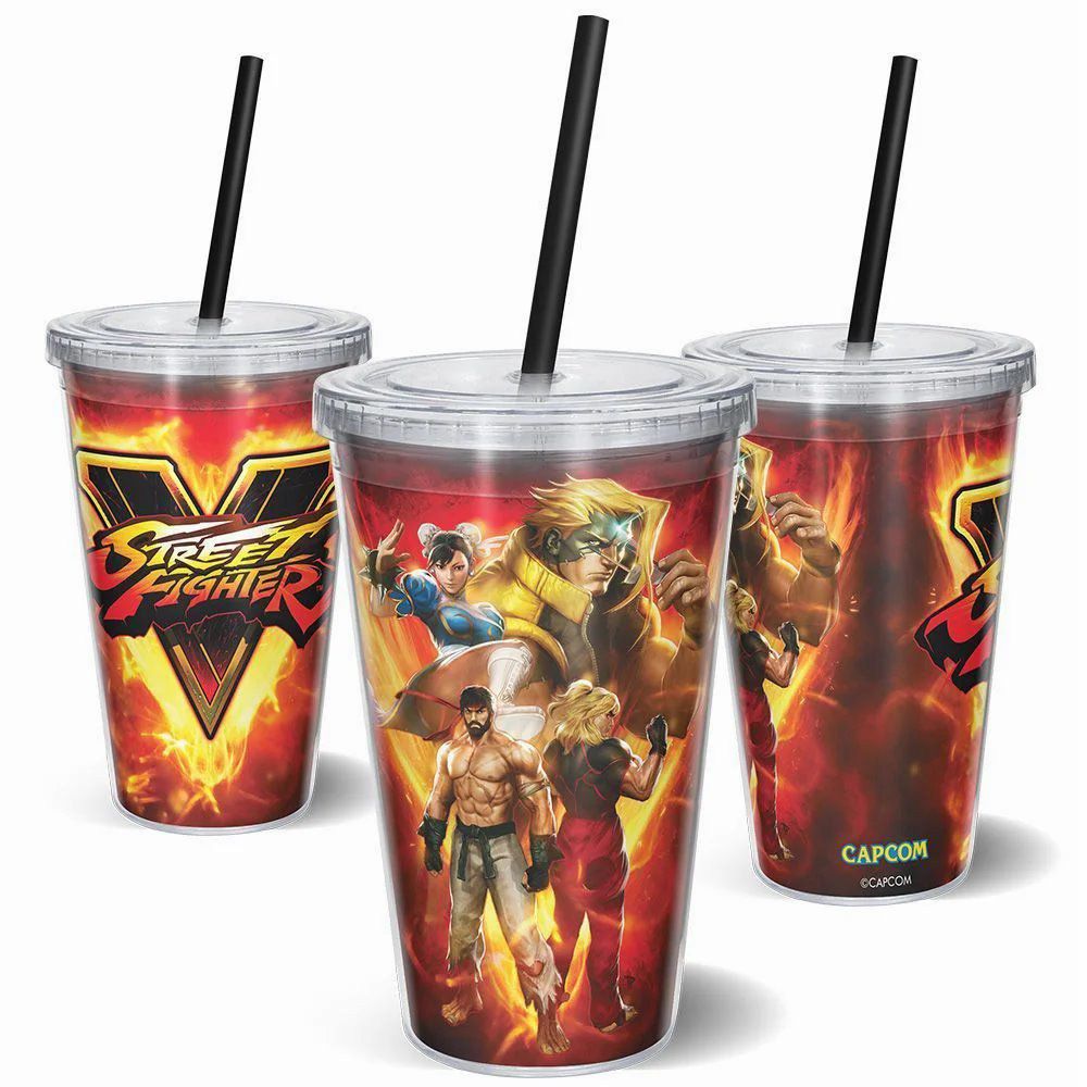 Copo com Canudo Geek 600ml – Strret Fighter V