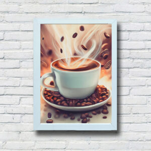 Quadro Decorativo MDF 20x28 Hora do Cafe Moldura Branca 5 10