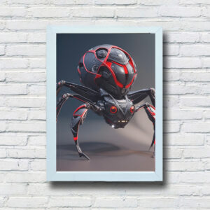 Quadro Decorativo MDF 20x28 Robot Spider Moldura Branca 1 15