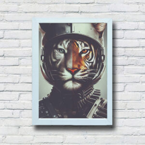 Quadro Decorativo Tiger Robocop Moldura Branca 1 1 8