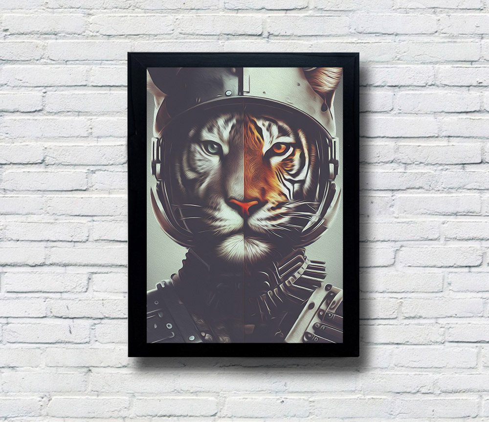 Quadro Decorativo Tiger Robocop Moldura Preta 2 8