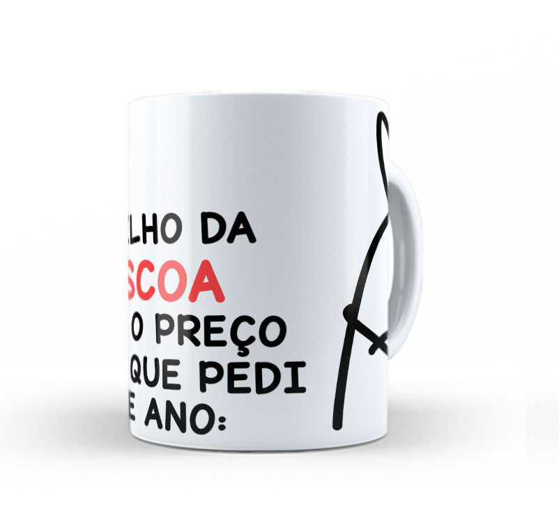 Caneca Cerâmica Branca Flork Preço do Ovo Que Pedi 325ml