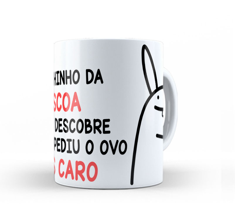 Caneca Cerâmica Branca Flork Pediu o Ovo Mais Caro 325ml