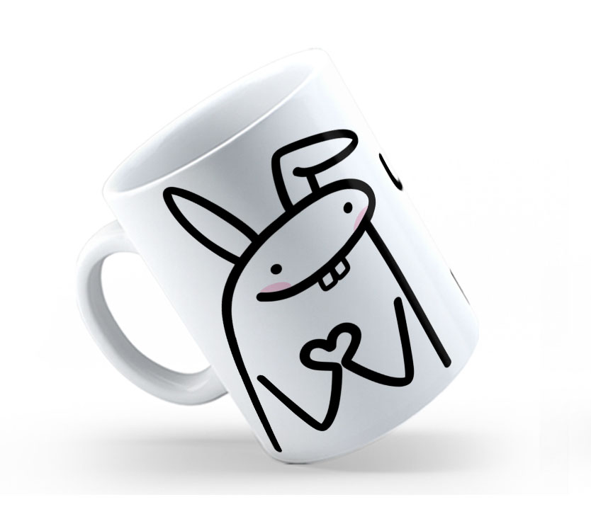 Caneca Cerâmica Branca Flork Mimo de Páscoa 325ml