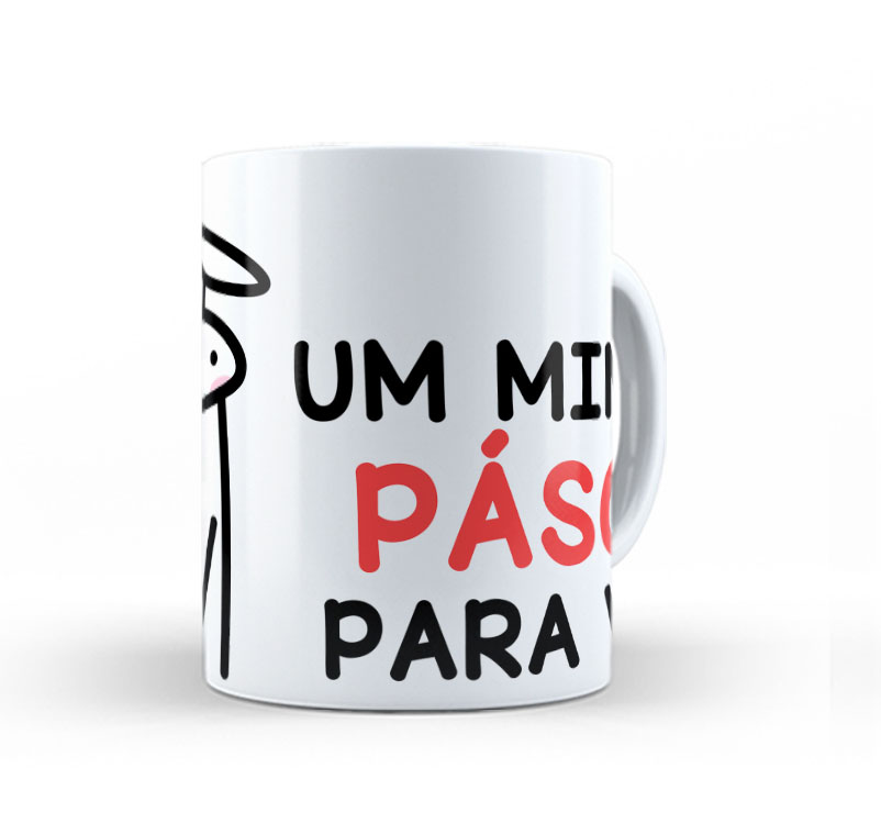 Caneca Cerâmica Branca Flork Mimo de Páscoa 325ml