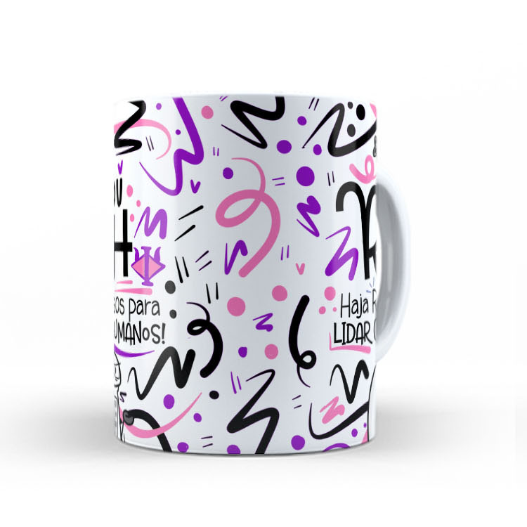 Caneca de Cerâmica Branca 325ml Flork Profissões RH Rosa