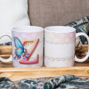 Caneca de Cerâmica 325ml Alfabeto Butterfly Borboletas Z
