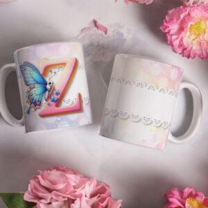 Caneca de Cerâmica 325ml Alfabeto Butterfly Borboletas Z