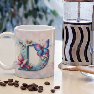 Caneca de Cerâmica 325ml Alfabeto Butterfly Borboletas D