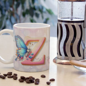 Caneca de Cerâmica 325ml Alfabeto Butterfly Borboletas Z