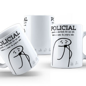 Caneca de Cerâmica Branca 325ml Flork Profissões 08