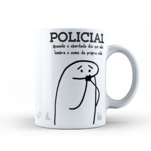 Caneca de Cerâmica Branca 325ml Flork Profissões 08
