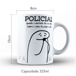 Caneca de Cerâmica Branca 325ml Flork Profissões 08
