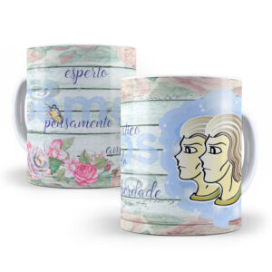 Caneca de Cerâmica Personalizada 325ml Signos Gêmeos