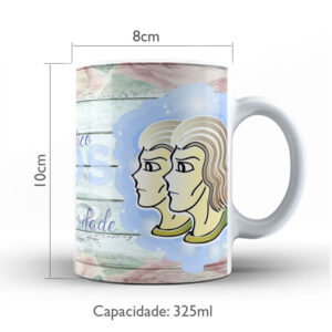 Caneca de Cerâmica Personalizada 325ml Signos Gêmeos
