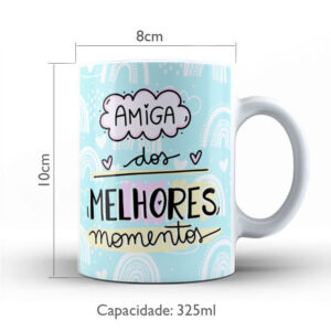 Caneca Cerâmica Branca 325ml Amizade Best Friend