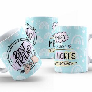 Caneca Cerâmica Branca 325ml Amizade Best Friend