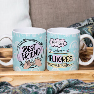 Caneca Cerâmica Branca 325ml Amizade Best Friend