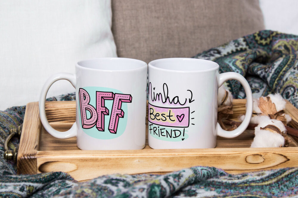 Caneca Cerâmica Branca Best Friend 325ml