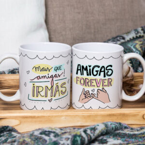 Caneca Cerâmica Branca Amigas para Sempre 325ml