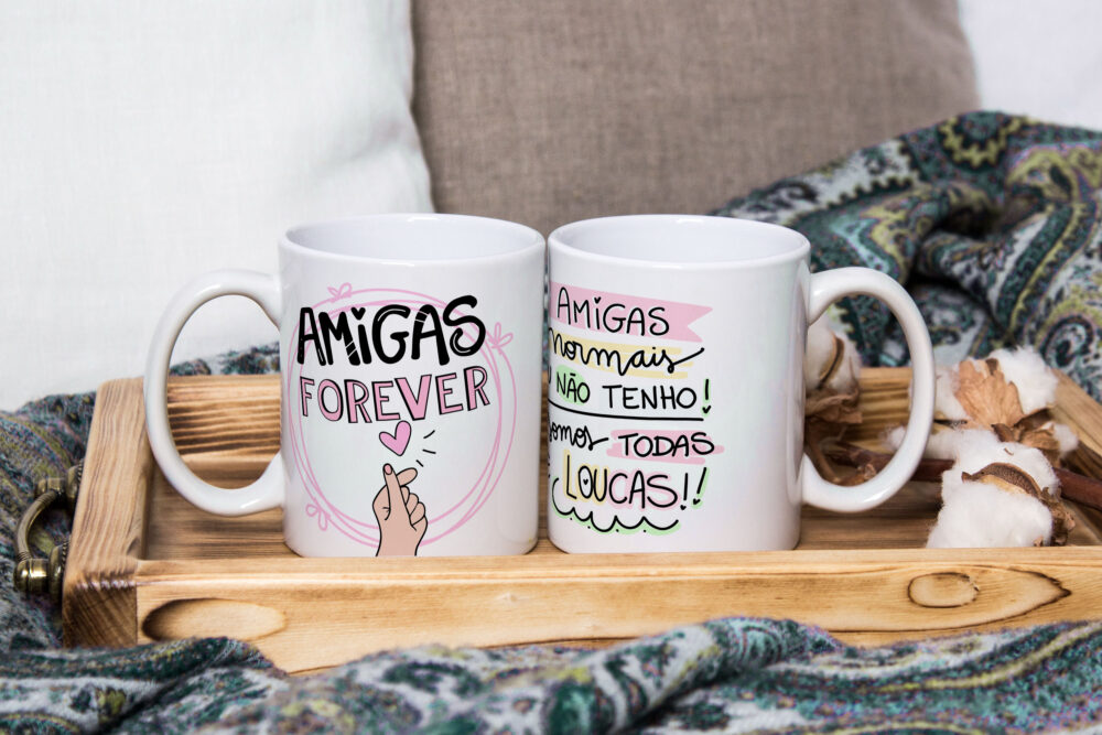 Caneca Cerâmica Branca Amigas Normais Eu Não Tenho 325ml