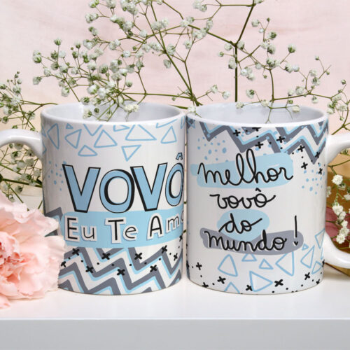 Caneca Cerâmica Branca Vovô de Amo 325ml