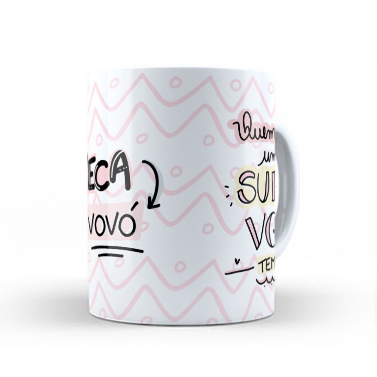 Caneca Cerâmica Branca 325ml Caneta da Vovó