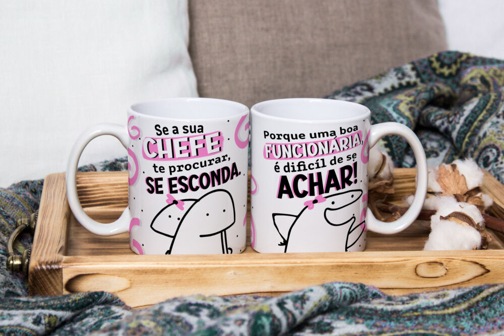 Caneca de Cerâmica Personalizada 325ml Flork Bom Funcionário 02