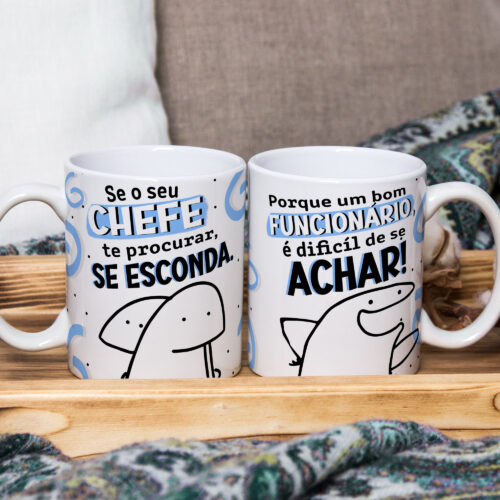 Caneca de Cerâmica Personalizada 325ml Flork Bom Funcionário 03