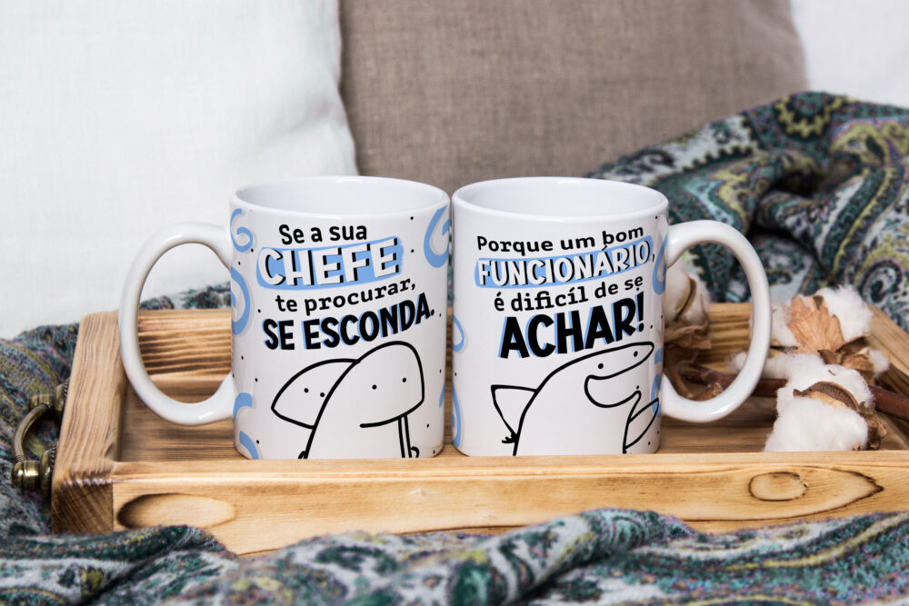 Caneca de Cerâmica Personalizada 325ml Flork Bom Funcionário 04