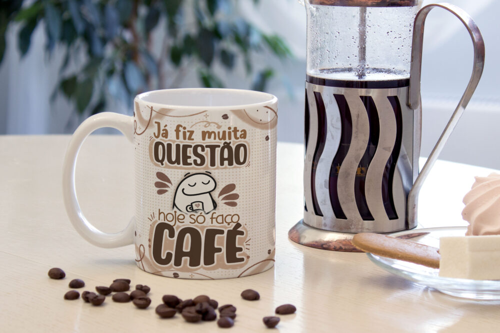 Caneca Cerâmica Branca Flork Já Fiz Questão Hoje Faço Café 325ml