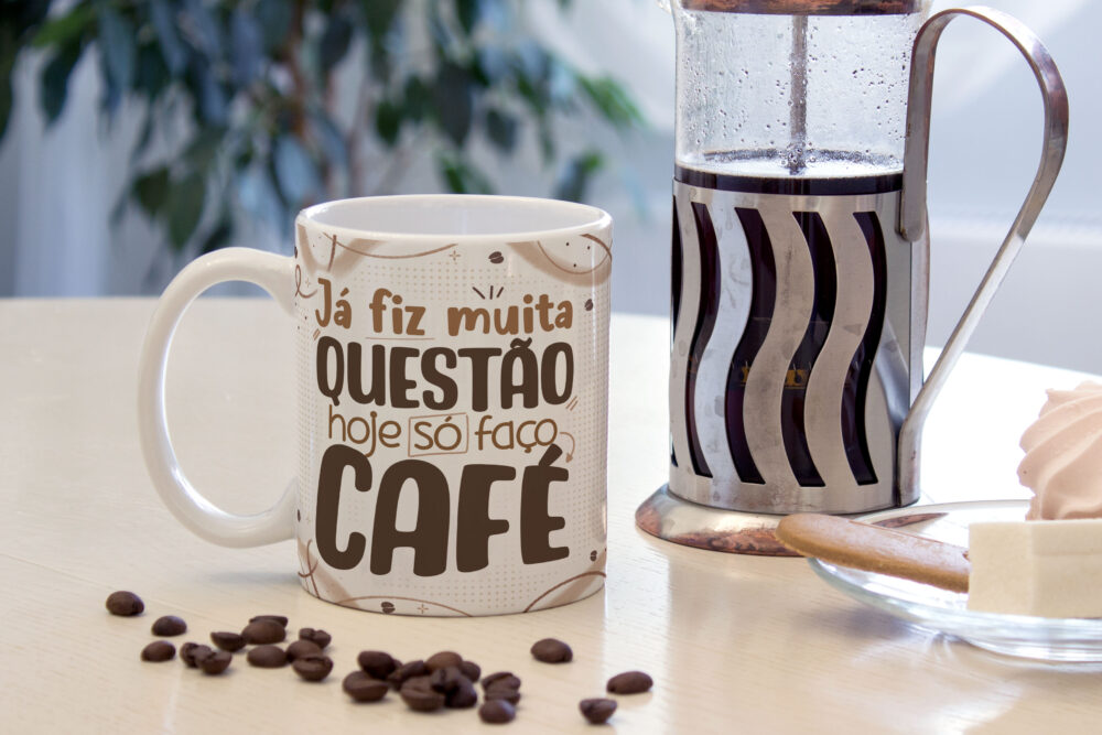 Caneca Cerâmica Branca Já Fiz Questão Hoje Faço Café 325ml