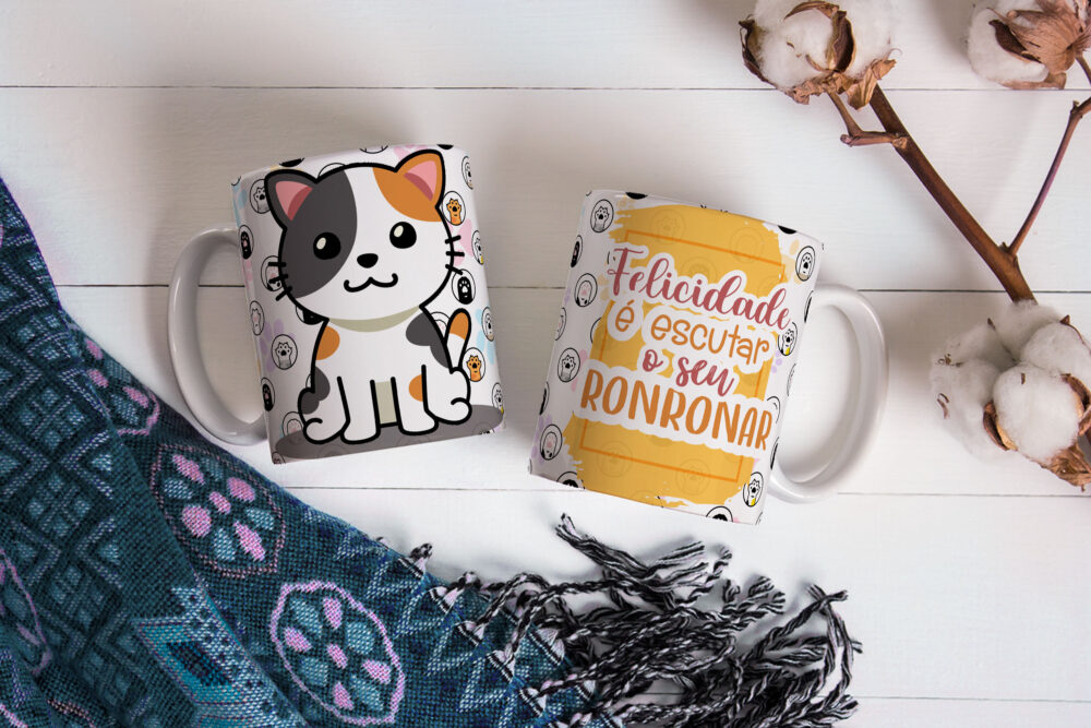 Caneca de Cerâmica Branca 325ml Amor Pelos Animais 03