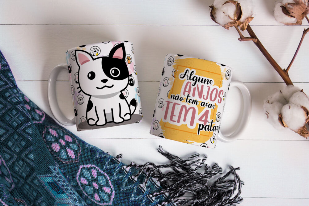 Caneca de Cerâmica Branca 325ml Amor Pelos Animais 05