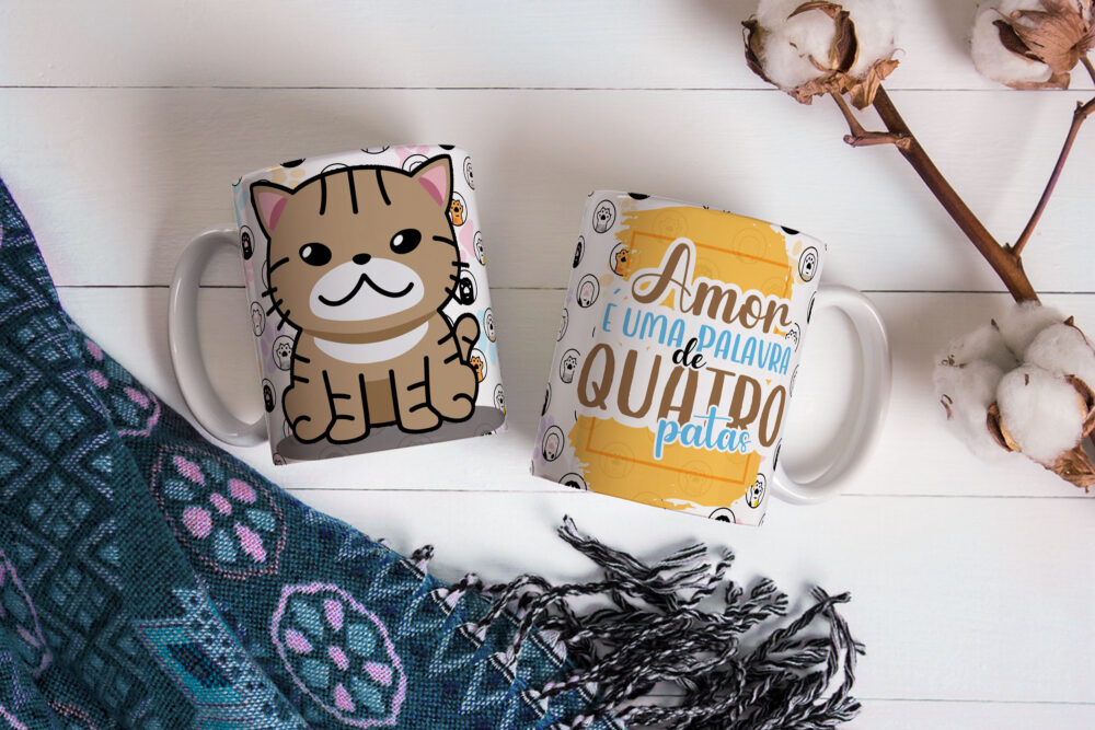 Caneca de Cerâmica Branca 325ml Amor Pelos Animais 06