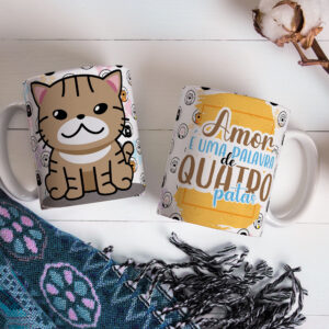 Caneca de Cerâmica Branca 325ml Amor Pelos Animais 06