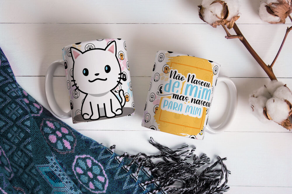 Caneca de Cerâmica Branca 325ml Amor Pelos Animais 07