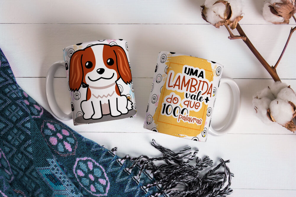 Caneca de Cerâmica Branca 325ml Amor Pelos Animais 09