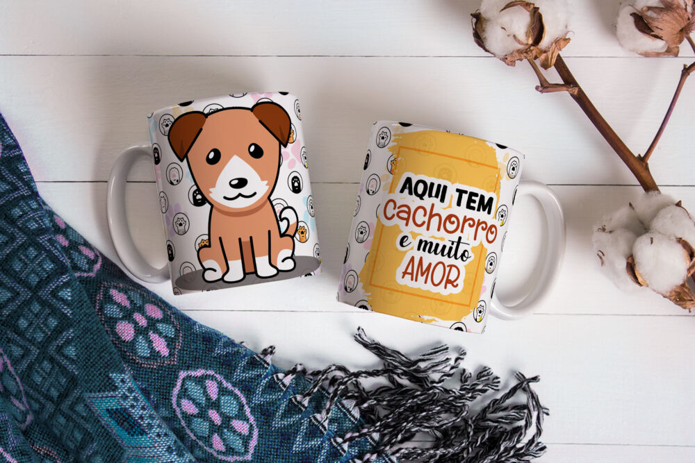 Caneca de Cerâmica Branca 325ml Amor Pelos Animais 10