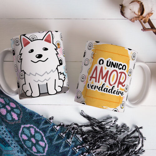 Caneca de Cerâmica Branca 325ml Amor Pelos Animais 11