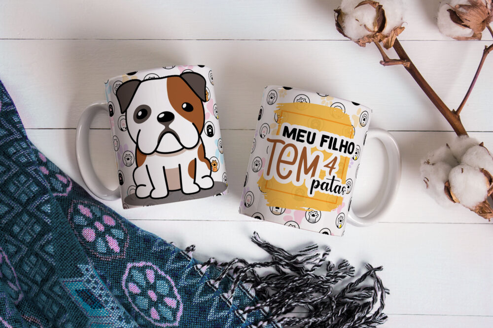 Caneca de Cerâmica Branca 325ml Amor Pelos Animais 12