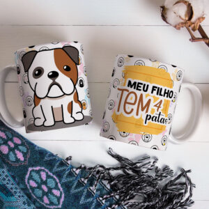 Caneca de Cerâmica Branca 325ml Amor Pelos Animais 12