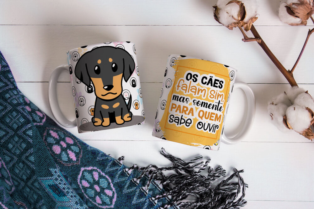 Caneca de Cerâmica Branca 325ml Amor Pelos Animais 13