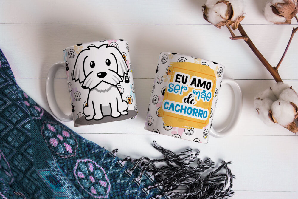 Caneca de Cerâmica Branca 325ml Amor Pelos Animais 15