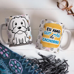 Caneca de Cerâmica Branca 325ml Amor Pelos Animais 15