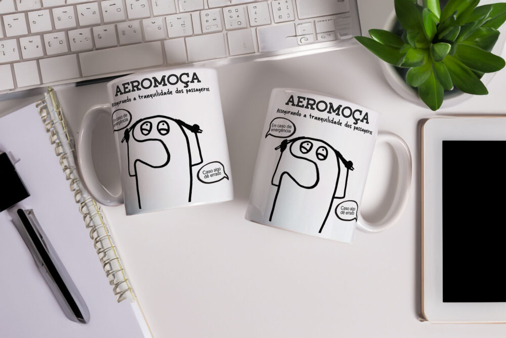 Caneca de Cerâmica Branca 325ml Flork Profissões 01