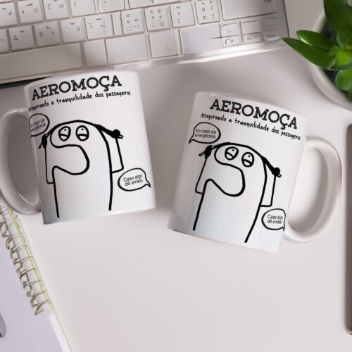 Caneca de Cerâmica Branca 325ml Flork Profissões 01
