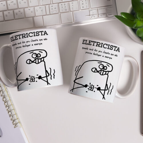 Caneca de Cerâmica Branca 325ml Flork Profissões 02