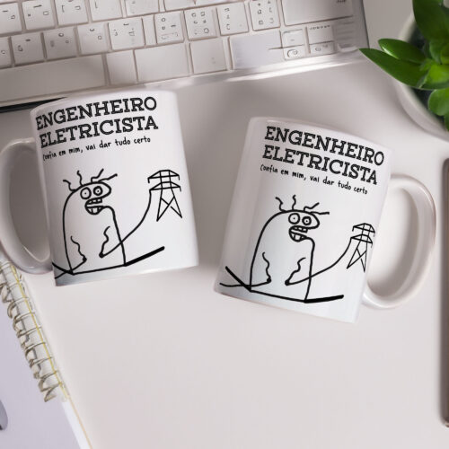 Caneca de Cerâmica Branca 325ml Flork Profissões 03
