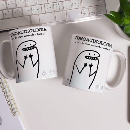 Caneca de Cerâmica Branca 325ml Flork Profissões 04